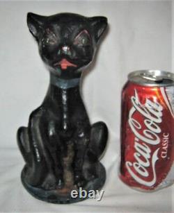 Antique USA National Foundry Art Deco Cast Iron Black Cat Doorstop Home Statue