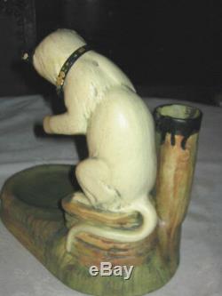 Antique Us Weller Woodcraft Muskota Art Deco Cat Sea Fish Bowl Vase Plant Holder