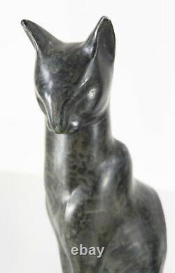 Antique Vintage Art Deco Egytpian Revival Cat Bookends Frankart Style Cast Metal