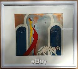 Antique Vintage Art Deco Painting Nude Fashion Cat Interior Decorate La Ny