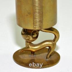 Antique Whw Hagenauer Austrian Brass Felix Cat Match Holder Statue Paperweight