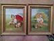 Antique Wilfred F Frost Original Young Children With Cats Oil Painting Pair X2