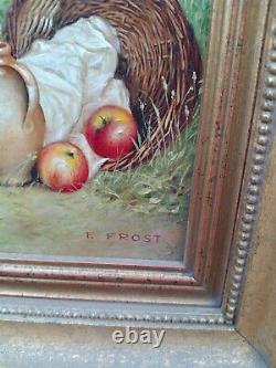 Antique Wilfred F Frost Original Young Children with Cats Oil Painting Pair X2