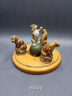 Antiques A cat and 3 tiger Sculpture Home and office decoration is a rare piece