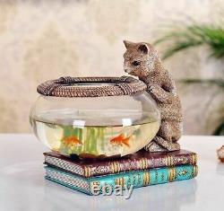 Aquarium Fish Tank with Cat Transparent Glass Resin Best for Decoration Souvenir