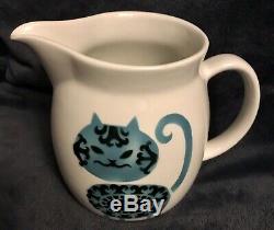 Arabia Finland Kaj Franck Blue and Black Loose Headed Cat 6 1/4 Pitcher Jug