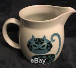 Arabia Finland Kaj Franck Blue and Black Loose Headed Cat 6 1/4 Pitcher Jug