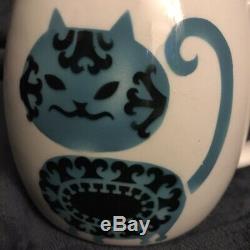 Arabia Finland Kaj Franck Blue and Black Loose Headed Cat 6 1/4 Pitcher Jug