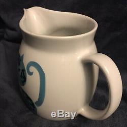 Arabia Finland Kaj Franck Blue and Black Loose Headed Cat 6 1/4 Pitcher Jug