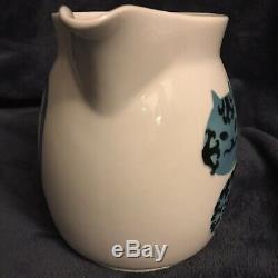 Arabia Finland Kaj Franck Blue and Black Loose Headed Cat 6 1/4 Pitcher Jug