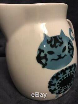 Arabia Finland Kaj Franck Blue and Black Loose Headed Cat 6 1/4 Pitcher Jug