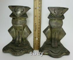 Armor Bronze Co Ny Art Deco Bronze Clad Cat Bookends Original Label Freeship