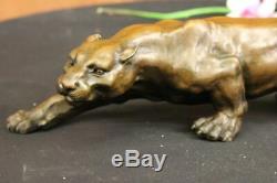 Art Deco Barye Bronze Cheetah Statue Big Cat Leopard Feline Panther Lion Gift