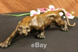 Art Deco Barye Bronze Cheetah Statue Big Cat Leopard Feline Panther Lion Gift