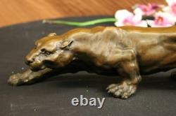 Art Deco Barye Bronze Cheetah Statue Big Cat Leopard Feline Panther Lion Jaguar