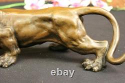 Art Deco Barye Bronze Cheetah Statue Big Cat Leopard Feline Panther Lion Jaguar