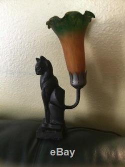 Art Deco Black Cat 11 Desktop Sculptural Table Lamp