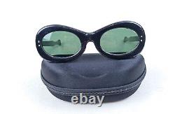 Art Deco Black Sunglasses 1950s France Green Shades Candy Cats Large Frame Mint