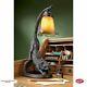 Art Deco Black Wild Cat 18 Desktop Sculptural Table Lamp