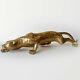 Art Deco Brass Prowling Leopard Wild Cat Sculpture