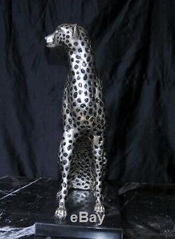 Art Deco Bronze Ceetah Cat Statue Lions Feline Casting