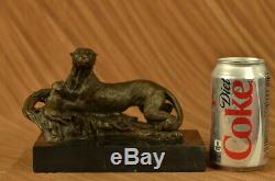 Art Deco Bronze Cheetah Statue Big Cat Leopard Feline Panther Lion Jaguar Figure