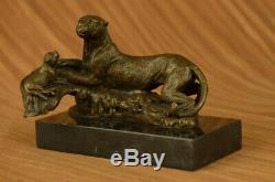 Art Deco Bronze Cheetah Statue Big Cat Leopard Feline Panther Lion Jaguar Figure