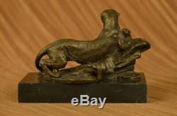 Art Deco Bronze Cheetah Statue Big Cat Leopard Feline Panther Lion Jaguar Figure