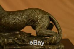 Art Deco Bronze Cheetah Statue Big Cat Leopard Feline Panther Lion Jaguar Figure