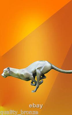 Art Deco Bronze Figure Sculpture Statue Hot Cast Cat Cheetah Cougar Wild Animal