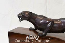 Art Deco Bronze Panther Statue Cat Casting