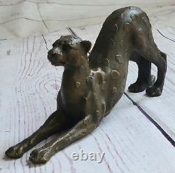 Art Deco Brown Bronze Cheetah Big Cat Leopard Feline Panther Lion Jaguar Figure