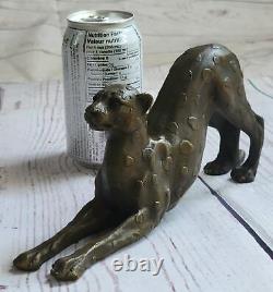 Art Deco Brown Bronze Cheetah Big Cat Leopard Feline Panther Lion Jaguar Figure