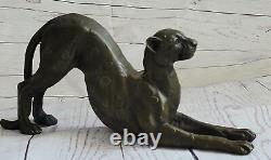 Art Deco Brown Bronze Cheetah Big Cat Leopard Feline Panther Lion Jaguar Figure