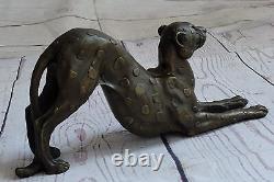 Art Deco Brown Bronze Cheetah Big Cat Leopard Feline Panther Lion Jaguar Figure