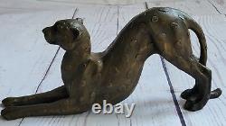 Art Deco Brown Bronze Cheetah Big Cat Leopard Feline Panther Lion Jaguar Figure