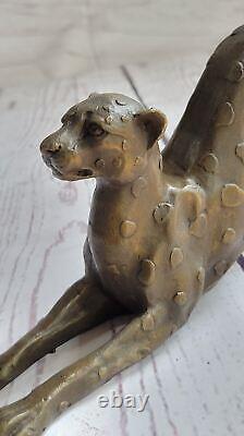 Art Deco Brown Bronze Cheetah Big Cat Leopard Feline Panther Lion Jaguar Figure