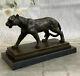 Art Deco Brown Bronze Cheetah Statue Big Cat Leopard Feline Panther Lion