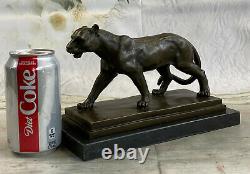Art Deco Brown Bronze Cheetah Statue Big Cat Leopard Feline Panther Lion