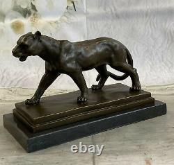 Art Deco Brown Bronze Cheetah Statue Big Cat Leopard Feline Panther Lion Artwork