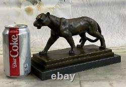 Art Deco Brown Bronze Cheetah Statue Big Cat Leopard Feline Panther Lion Artwork