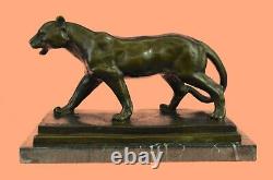 Art Deco Brown Bronze Cheetah Statue Big Cat Leopard Feline Panther Lion Jaguar