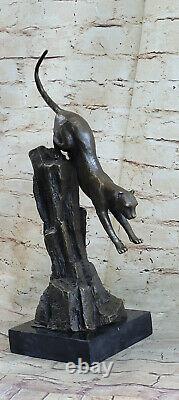 Art Deco Brown Bronze Cheetah Statue Big Cat Leopard Feline Panther Lion Jaguar