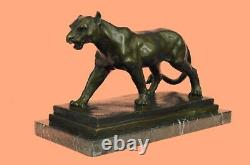 Art Deco Brown Bronze Cheetah Statue Big Cat Leopard Feline Panther Lion Jaguar