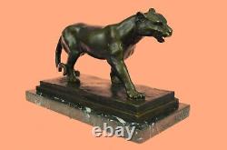 Art Deco Brown Bronze Cheetah Statue Big Cat Leopard Feline Panther Lion Jaguar