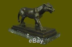 Art Deco Brown Bronze Cheetah Statue Big Cat Leopard Feline Panther Lion Jaguar