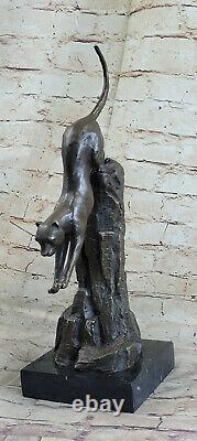 Art Deco Brown Bronze Cheetah Statue Big Cat Leopard Feline Panther Lion Jaguar