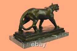 Art Deco Brown Bronze Cheetah Statue Big Cat Leopard Feline Panther Lion Jaguar