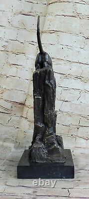 Art Deco Brown Bronze Cheetah Statue Big Cat Leopard Feline Panther Lion Jaguar