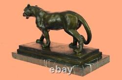 Art Deco Brown Bronze Cheetah Statue Big Cat Leopard Feline Panther Lion Jaguar